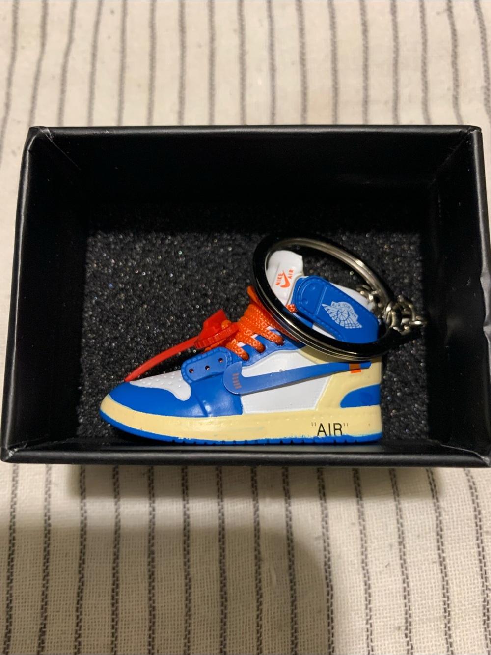 NEW Nike Mini AJ1 Keychain - Blue/White/Orange with box